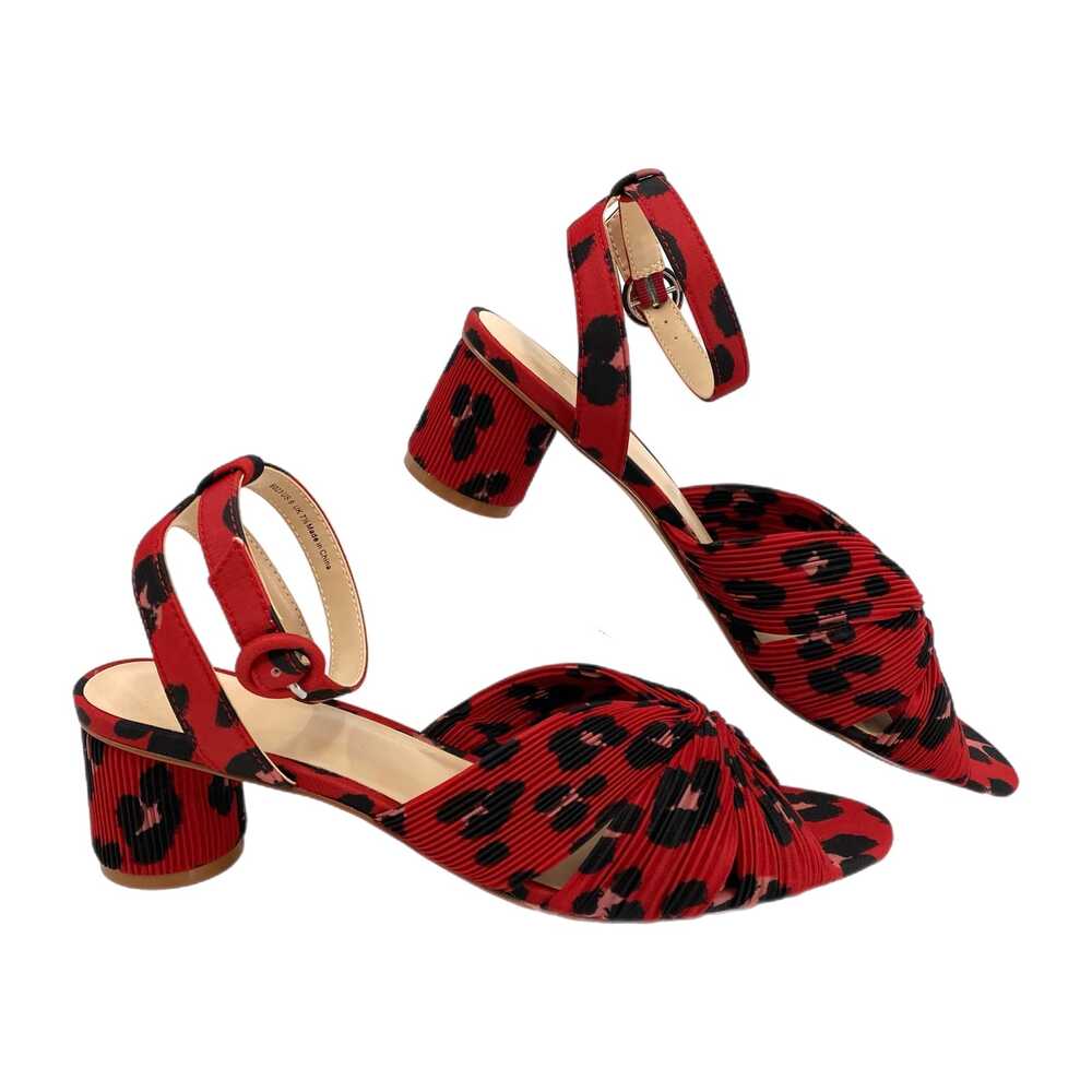CAbi Red Black Leopard Print Siren Ankle Strap Heels | Size 9